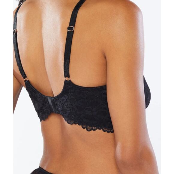 Savage X Fenty Floral Lace Unlined Bra Black Caviar Womens Size 38D New Wired - Picture 2 of 12